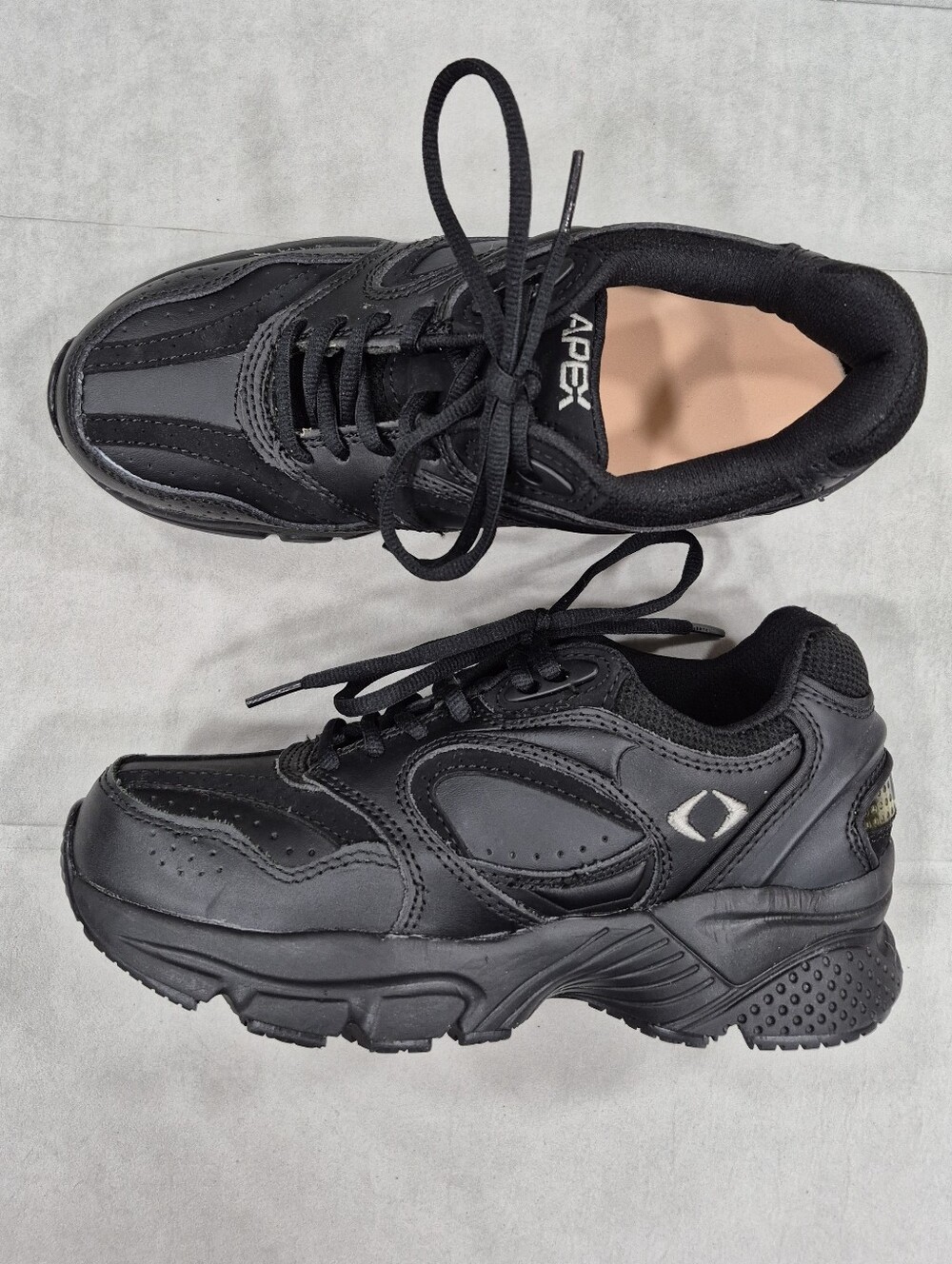 Apex X801 sneakers women's 6M black leather comfort orthopedic diabetic FLAWED